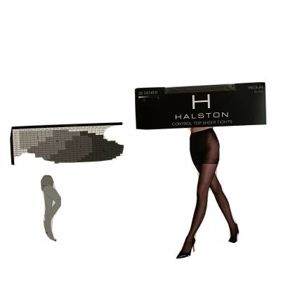 NEW- Halston Control Top Sheer Tights- Black- US Women Size Medium- Unopened